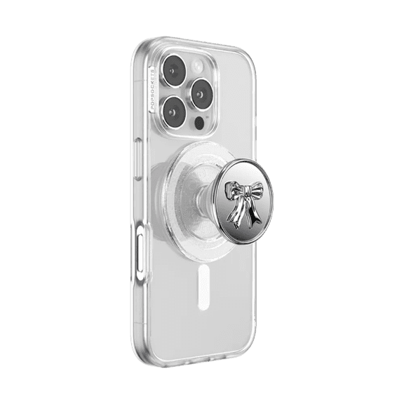 PopSockets Phone Grip for MagSafe, Magnetic Holder, Phone Stand, Silver - Threaded Grace