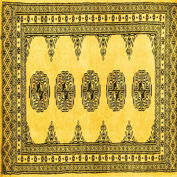 Ahgly Company Indoor Square Persian Yellow Traditional Area Rugs, 4' Square