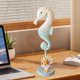 thumbnail image 5 of Escultura de caballito de mar náutico costero, figura decorativa de madera para el hogar moderno en la playa. Azul claro, 5 of 9