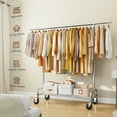 thumbnail image 6 of Enhomee Adjustable Clothes Rack Heavy Duty Garment Rack,Portable Clothes Rack for Hanging Clothes,Loads 400 lbs,Clothing Rack with Wheels,Chrome, 6 of 9