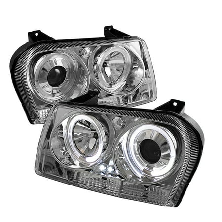 Chrome Halo Led (Spyder Chrysler 300 09-10 Projector Headlights - LED Halo - LED ( Replaceable LEDs ) - Chrome - High H1 (Included) - Low 9006 (Not)
