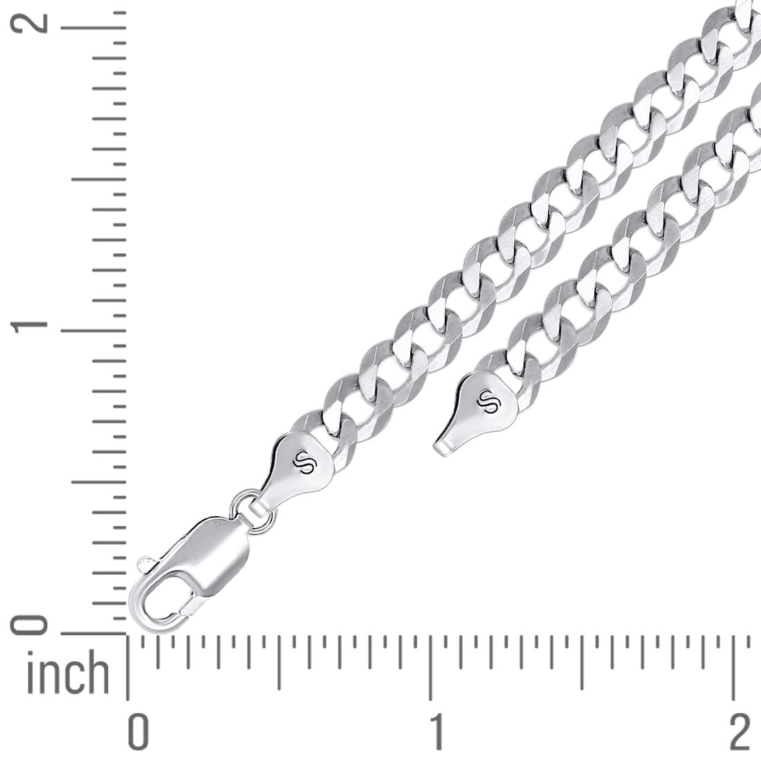 925 Sterling Silver Solid Super Flat Comfort Curb Chain Rhodium 6mm Anklet 9 Inch Anklet for Women and Men