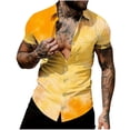 thumbnail image 2 of Ceisia Men's Slim-Fit Golden Yellow Gradient Short Sleeve Button-Down Shirt Gold M Gifts, 2 of 6