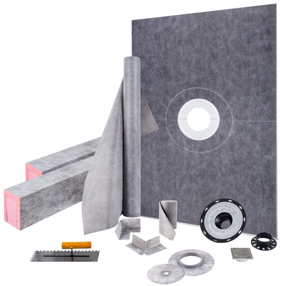 Shower Curb Kit 38"x60" Central Drain Tray Drainage 2 Cuttable Curbs Set