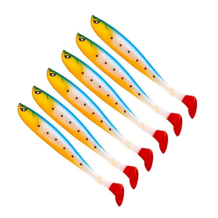 6Pcs Fishing Lure Soft Baits Set Simulation T-Tail Swimbait Bionic Bait Artificial Bait Bass Fishing Lures Fishing Tackle