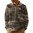 thumbnail image 2 of Hearthz Men's Quarter-Zip Pullover Long Sleeve Mock Neck Sweatshirt for Men Camo Waffle Knit Casual Polo Quarter Zip Pullover Mens, 2 of 5