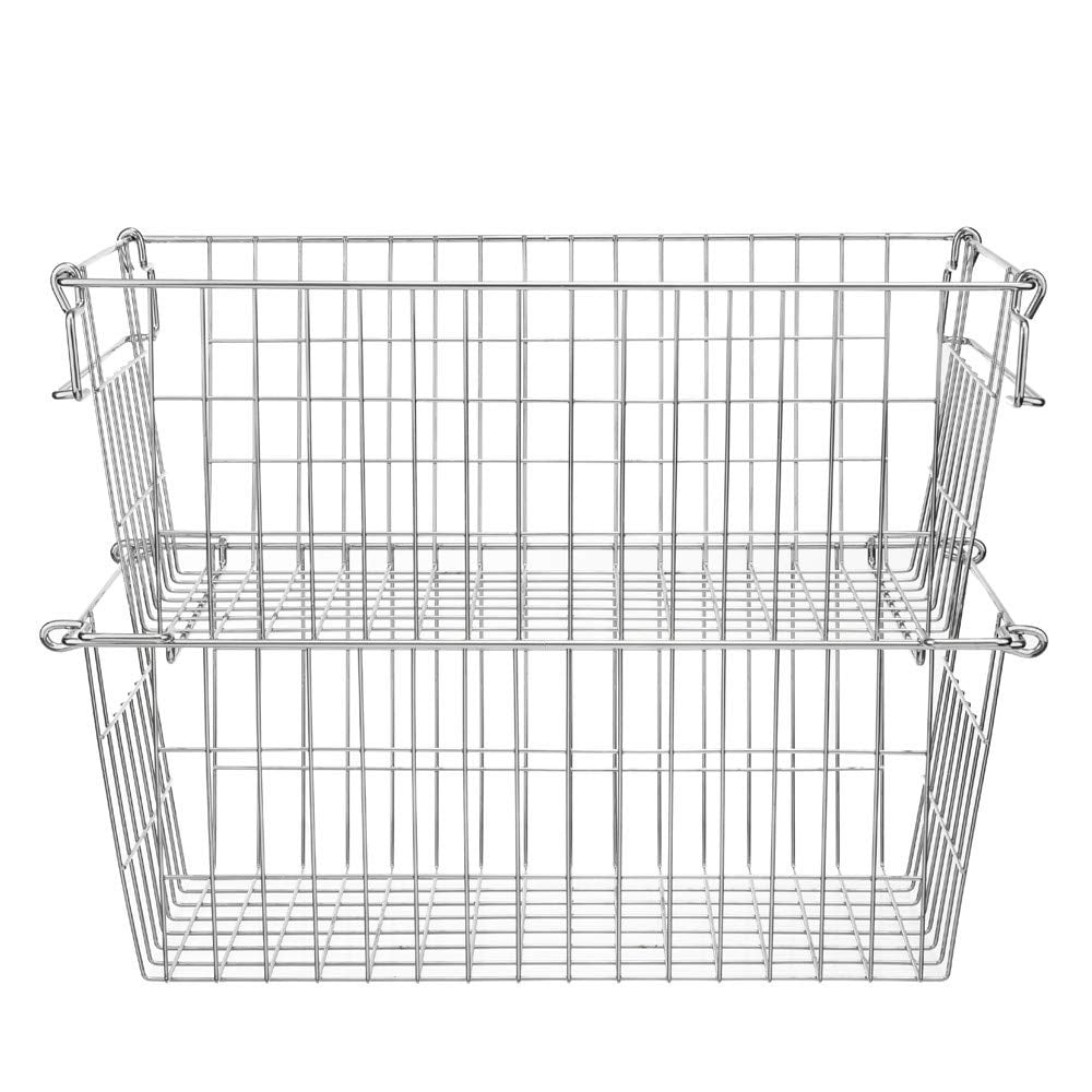 SANNO Wire Metal Basket Bin, Stackable Storage Baskets, Cubby Bins for Food, Kitchen, Home