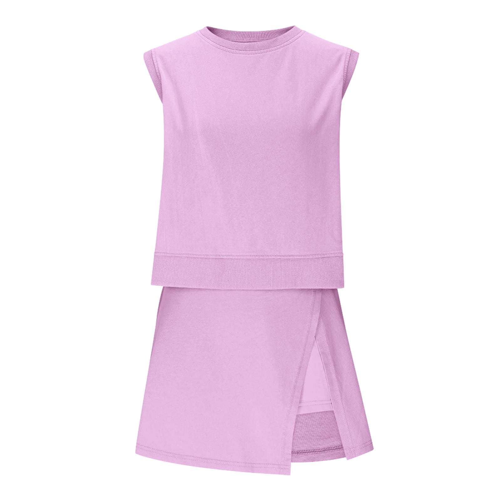 YHAJDS 2 Piece Outfits Set for Women Sleeveless Solid Crewneck Tank Top Elastic Waist Shorts