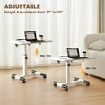 thumbnail image 3 of Height Adjustable Folding Table, Portable Laptop Bed Side Table with Metal Frame and MDF Top, 3 of 6