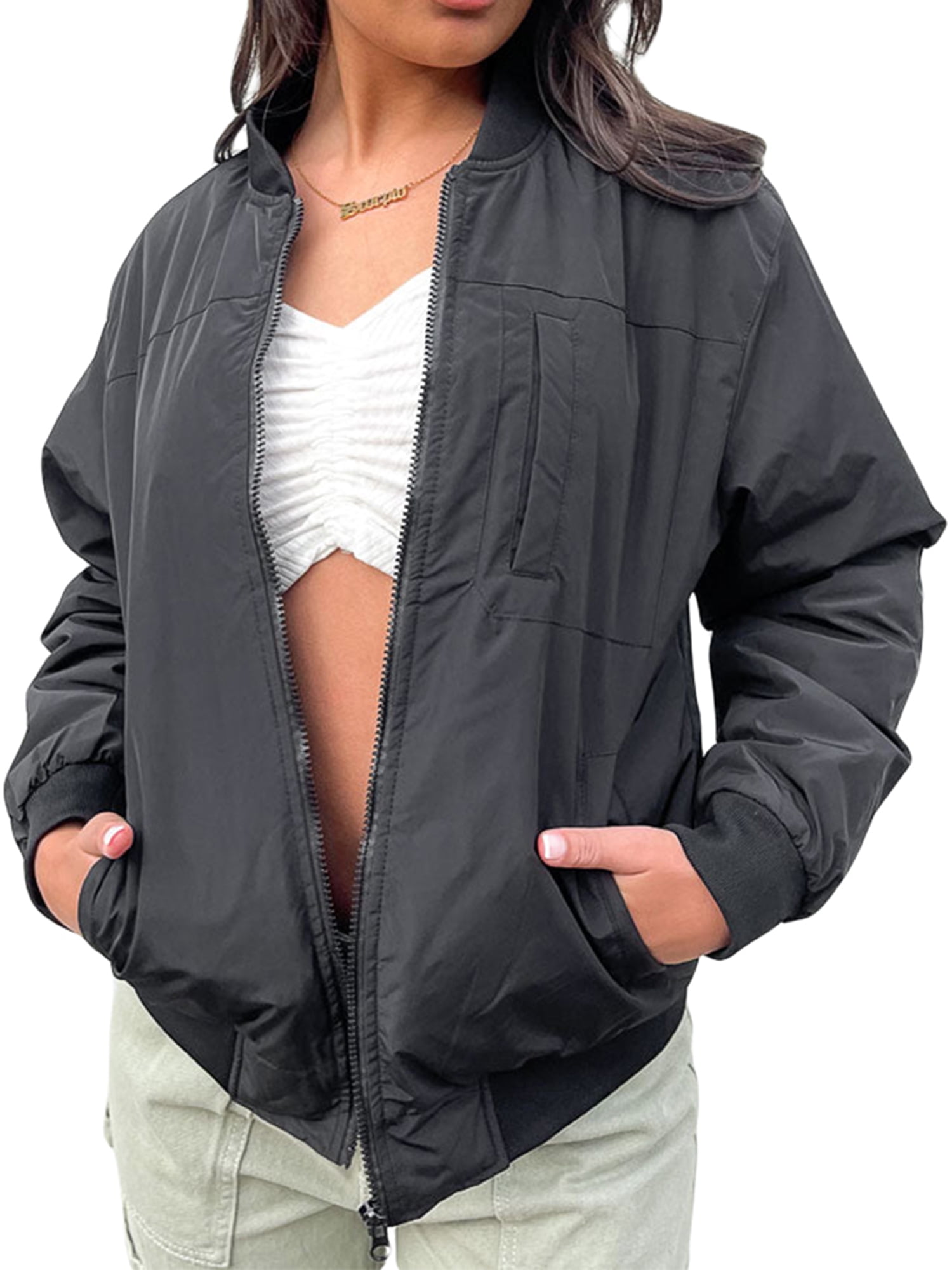 Women's Classic Yellow Zip-Up Bomber Jacket