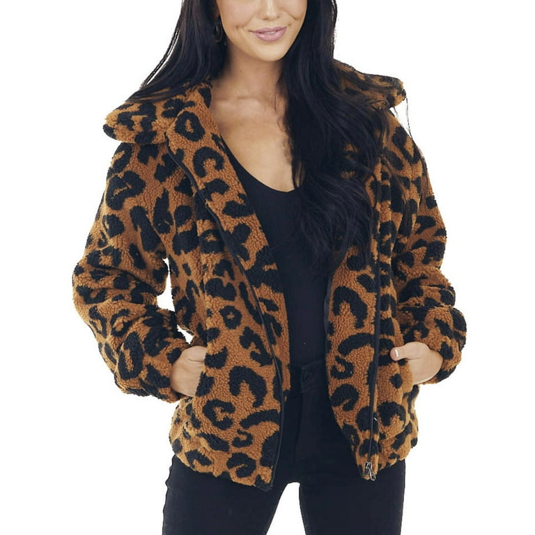 Leopard print hotsell zip up jacket