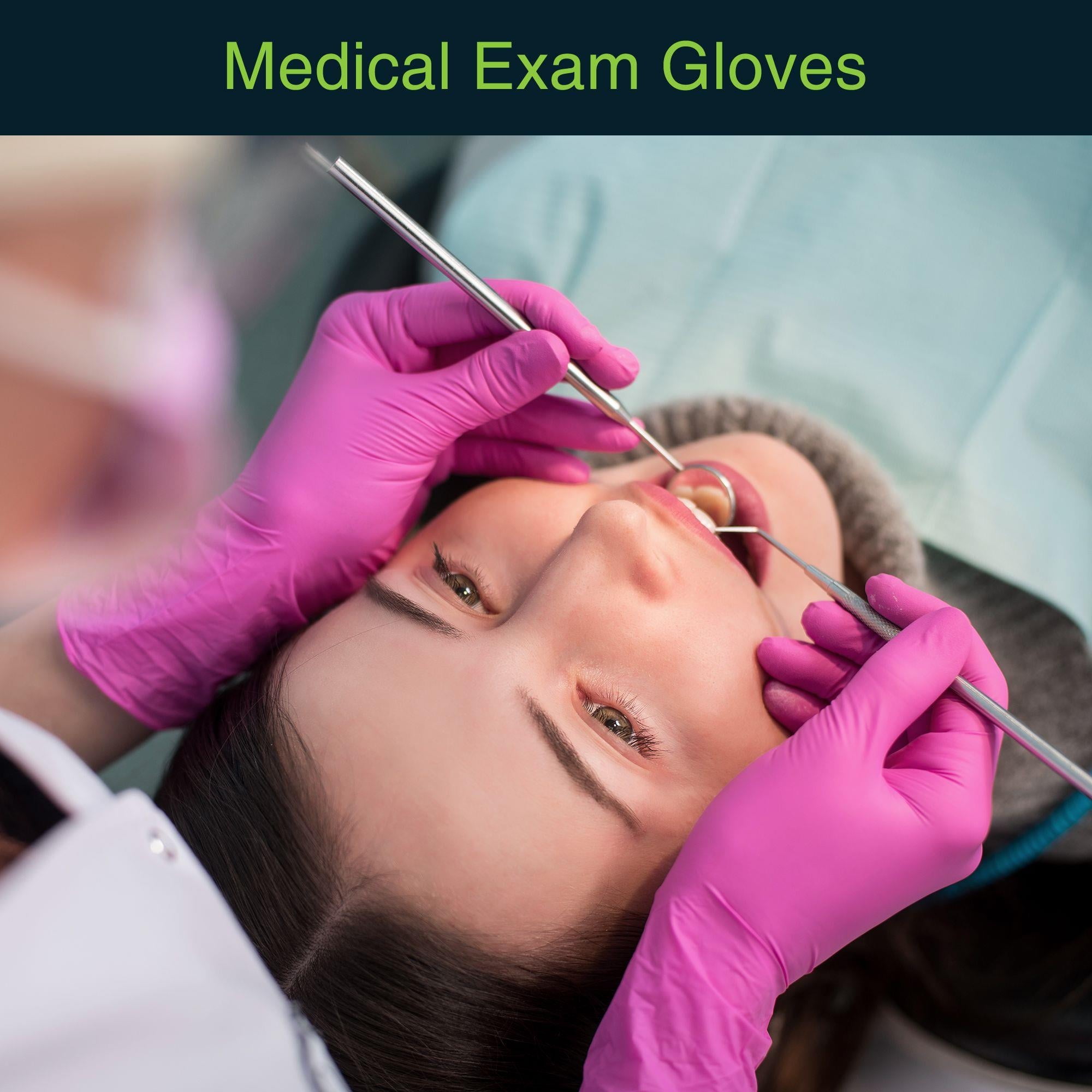 Fifth Pulse Disposable Nitrile Gloves M - Hot Pink Fuchsia [100] Latex & Powder Free Gloves Medial Grade, Food Grade