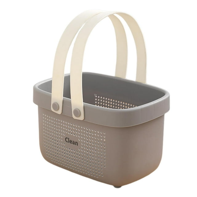 Organizador de almacenamiento, bolsa de aseo, contenedor multiusos con asa, drenaje rápido gris y blanco