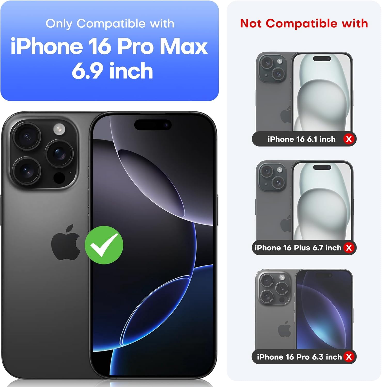 for iPhone 16 Pro Max Case, [Compatible with MagSafe] [18FT Military-Grade Protection] [with Privacy Screen&Camera Lens Protector], Heavy Duty Shockproof Rugged Magnetic Phone Case 6.9''