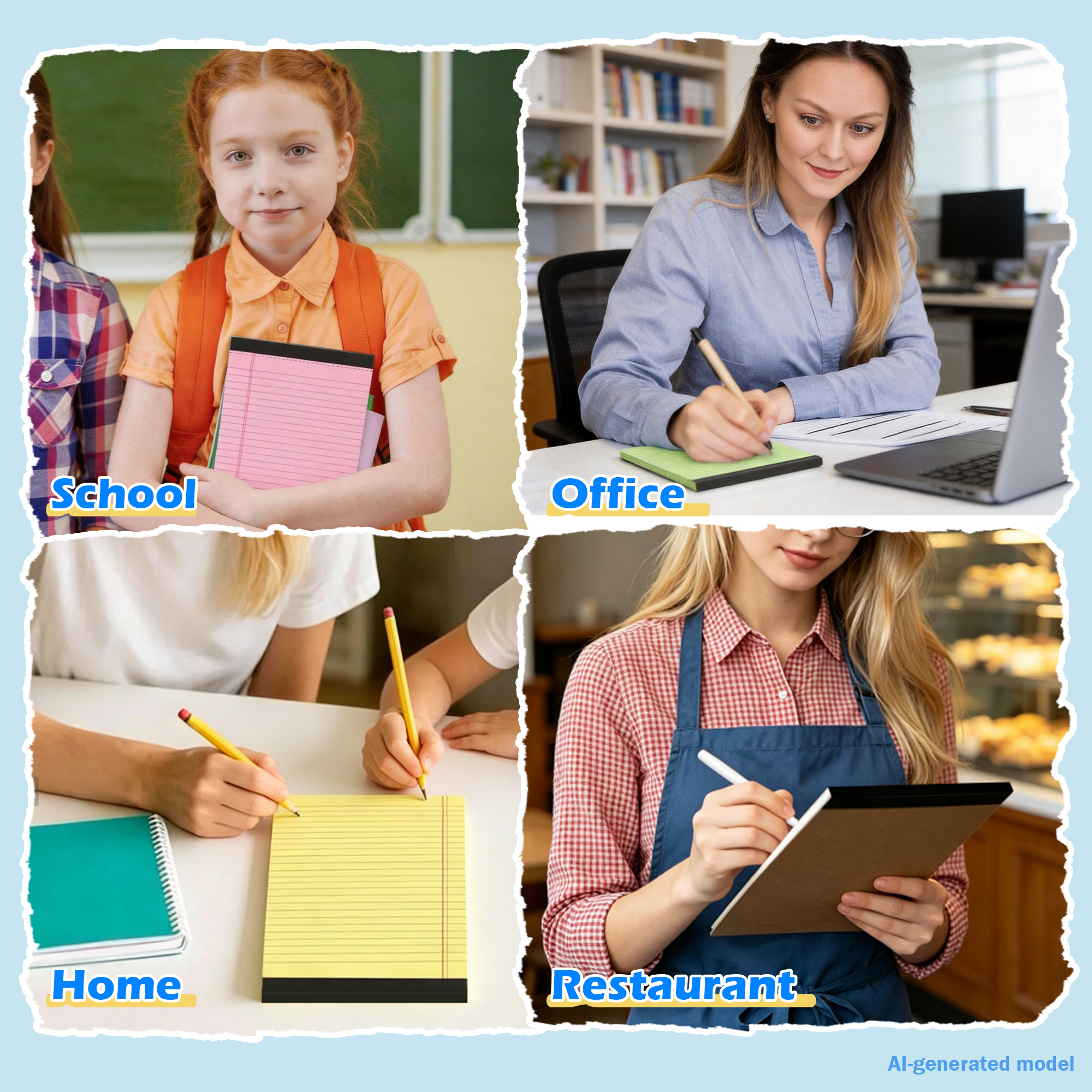6 Pack Colored Legal Pads 5x8 Inch, College Ruled Note Pads, Micro Perforated 50 Sheets Writing Notepads for Office School Home Use