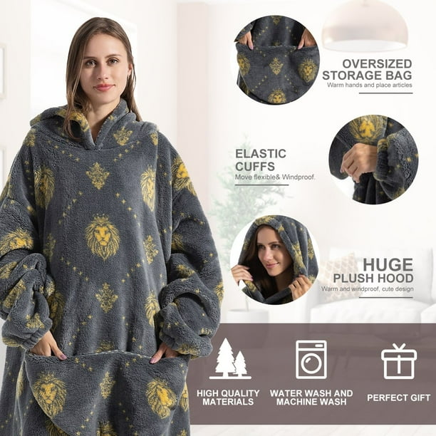 HAOAN Oversized Blanket Hoodie Large Pocket Warm Cozy Hooded Blanket Sweatshirt Cute Print Wearable Hooded Blanket Unisex Hoodie Sweater Blanket Giant Hooded Blanket Wearable Blanket Adul Walmart