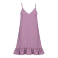 thumbnail image 6 of Summer Dresses for Women V Neck Sleeveless Mini Sundress Loose Flowy Ruffle Hem Boho Beach Vacation Linen Dress,Sizes S-2XL, 6 of 7
