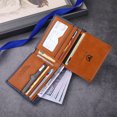 thumbnail image 3 of Classic BULLCAPTAIN Leather Bifold Wallet with Flip Pocket - Sleek Card Holder Wallet Purse for Men, 3 of 7