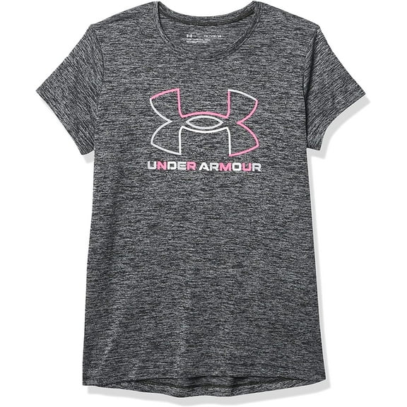 Under Armour Girls Tech Big Logo Twist Short Sleeve T-Shirt Black 001/Cerise Large