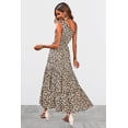 thumbnail image 4 of Vestido largo bohemio con volantes y un hombro sin mangas con estampado floral de verano para mujer, 4 of 5