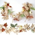 thumbnail image 3 of Fall Maple Leaves Garland,5.6Ft/Piece White Pumpkin Berry Hanging Vine Maple Leaf Garland Artificial, 3 of 8