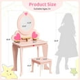 thumbnail image 3 of TLSUNNY Kids Vanity Table and Chair Set, Toddler Pretend Play Dressing Makeup Table with 8 Pcs Accessories, Princess Wooden Toys for Little Girls, 3 of 8