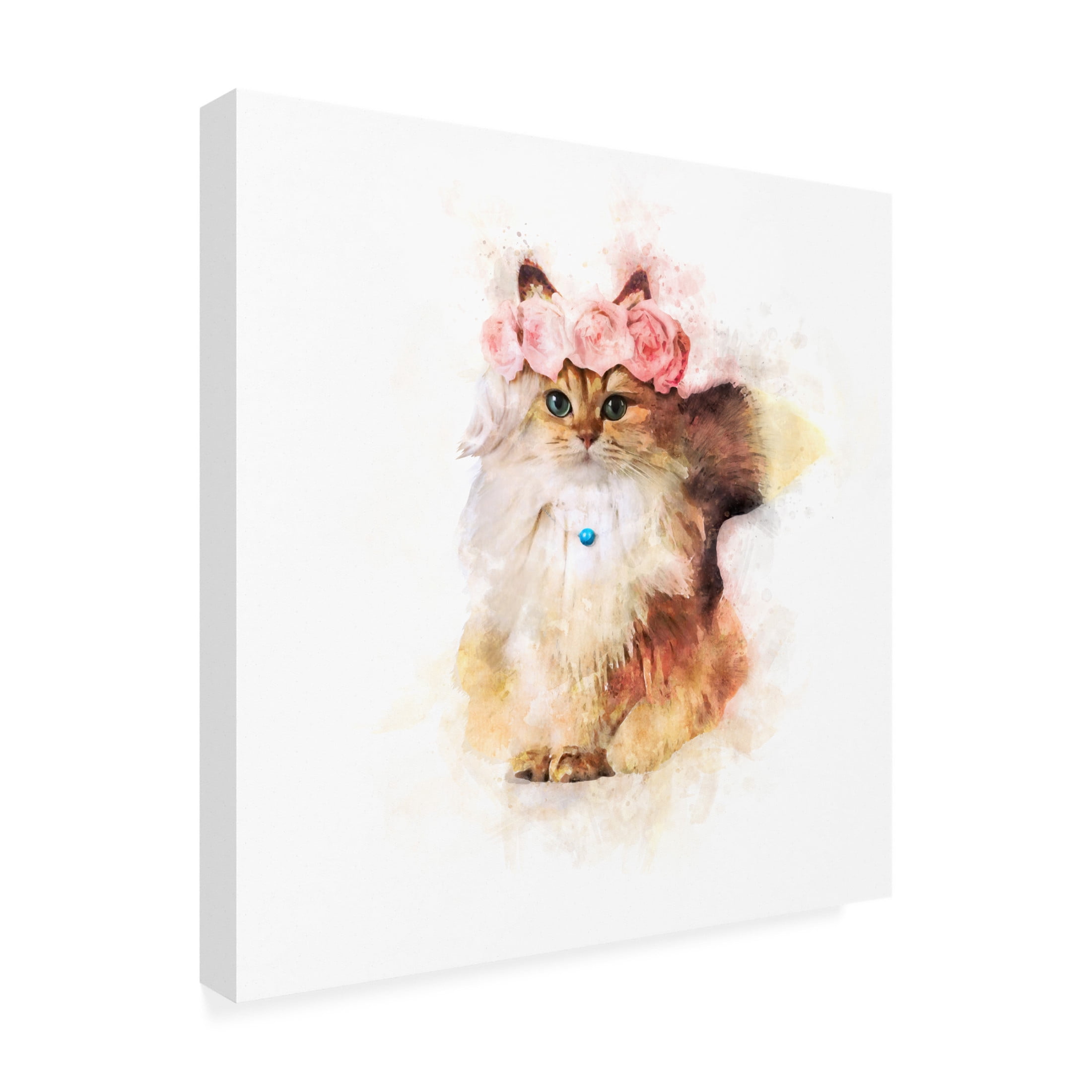 Trademark Fine Art Emel Tunaboylu  Rose Cat Canvas Wall Art