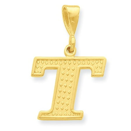 14k Yellow Gold Initial T Charm Pendant