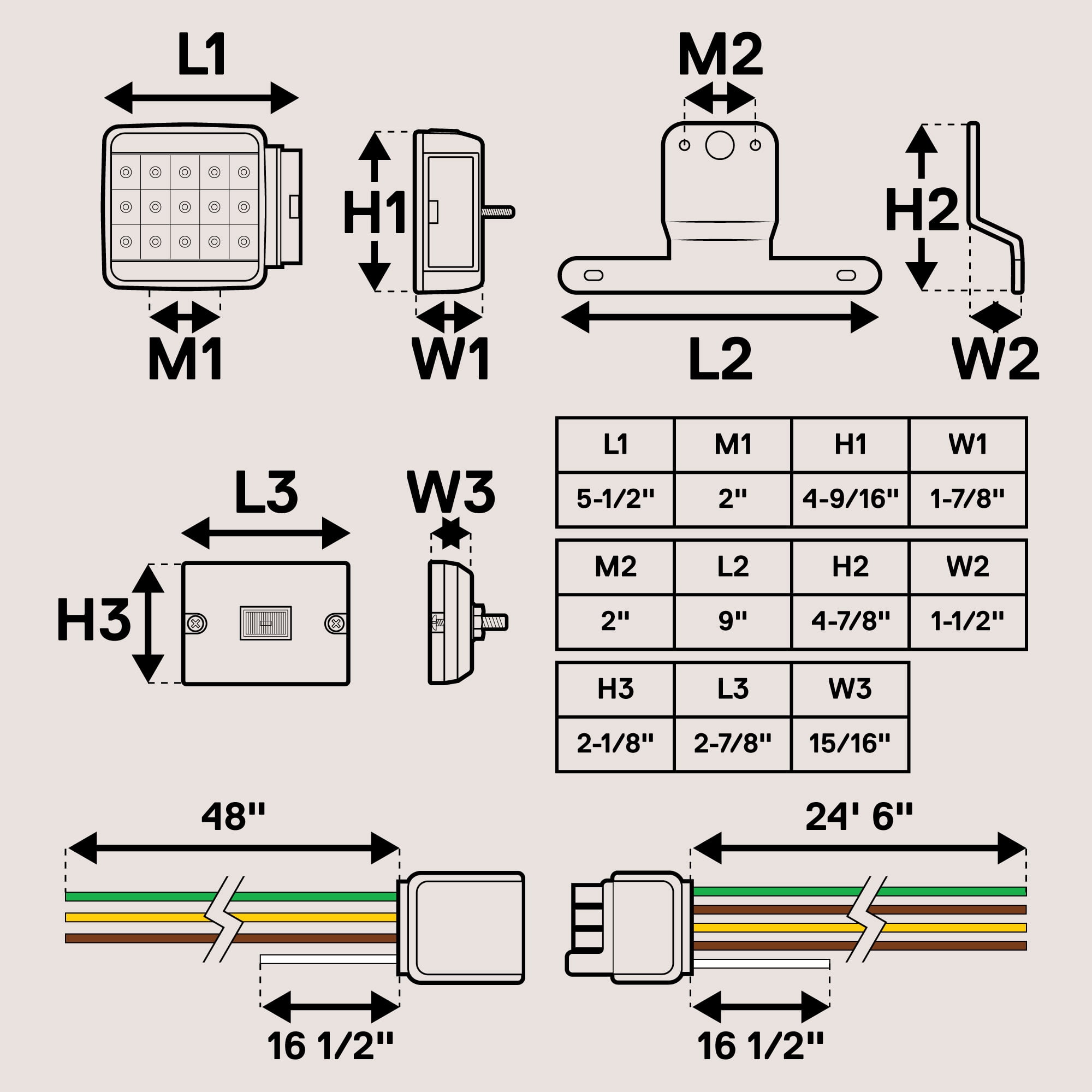 LED Trailer Light Kit With Front Marker Lights 36 High-Vis LEDs IP67 Submersible Waterproof DOT Approved Wiring Harness and Hardware Included Side Marker Lights/Reflectors License Plate Light