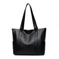 thumbnail image 1 of Bolsa de hombro informal de gran capacidad para mujer, con asa superior de PU sólido (negro) Likrtyny  Para Estrenar, 1 of 9