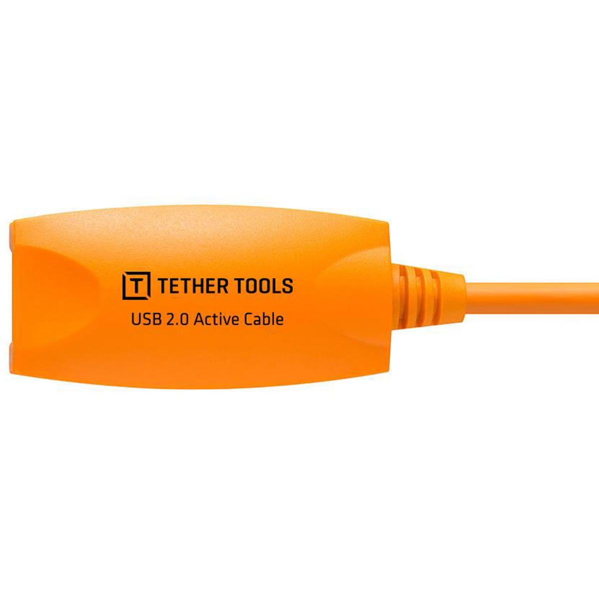 Tether Tools Pro 16' USB 2.0 Active Extension Cable, High-Visibility, Orange