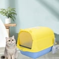 thumbnail image 1 of Caja de arena para gatos con capucha, orinal para gatitos con solapa en la puerta delantera, caja de arena portátil, fácil de limpiar, inodoro cerrado Amarillo y azul, 1 of 10