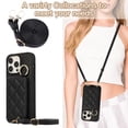 thumbnail image 6 of ELEHOLD Case for iPhone 15 Pro,Detachable Lanyard Crossbody Leather Wallet Case with Ring Holder & Mirror,Black, 6 of 8
