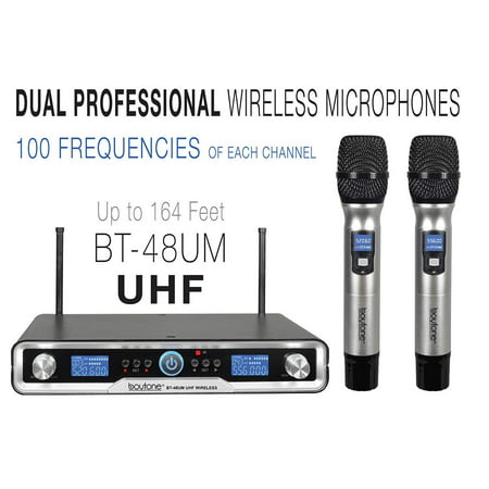 Boytone BT-48UM 100 Channels Pro Dual UHF Wireless Digital Metal Microphone-Base