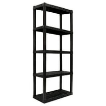 Hyper Tough Plastic Storage Shelves Garage Shelving Unit 5-Tier 75"H x 14"D x 30"W Black 450 lbs Total Capacity