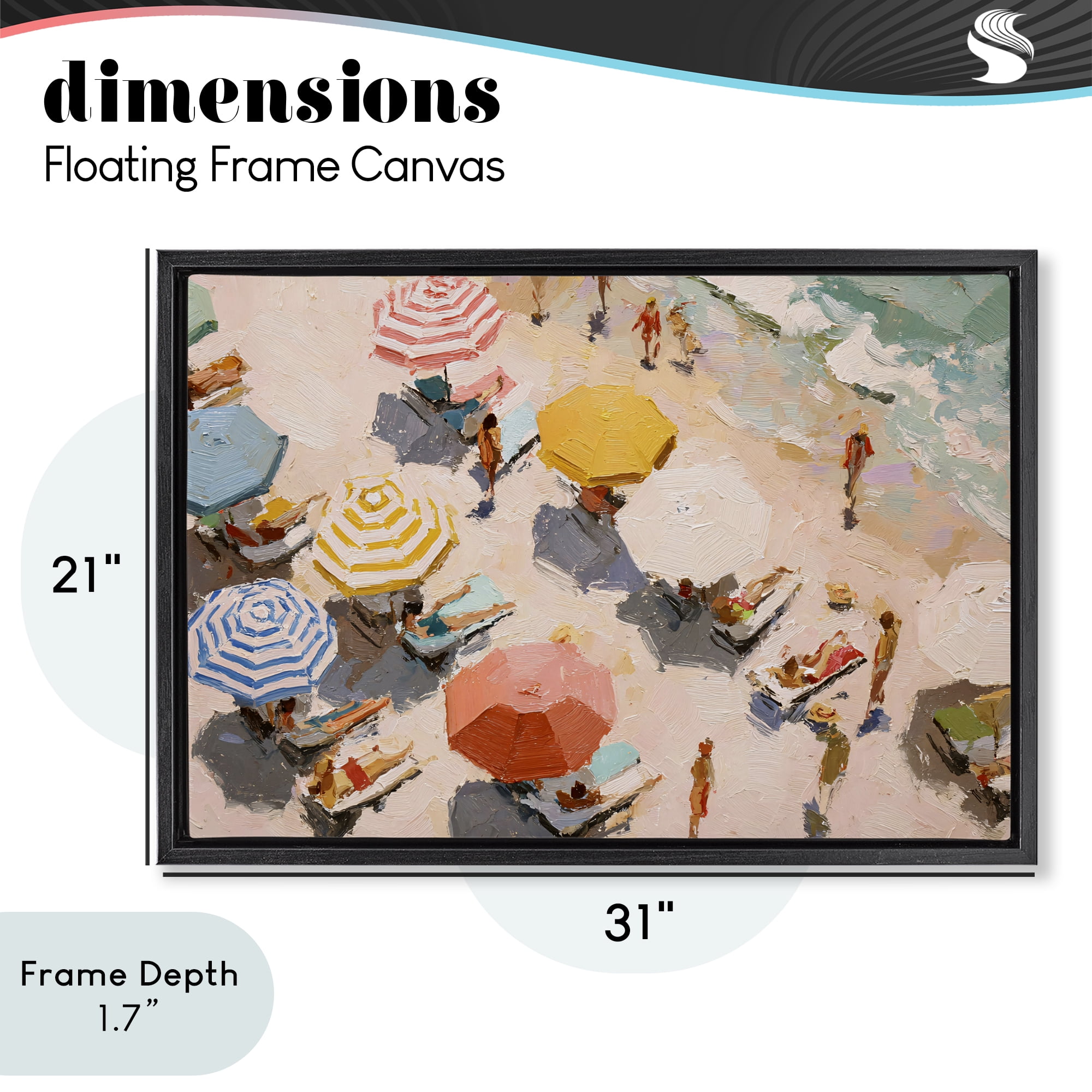 Stupell Industries Summer Beach Fun Expression Black Framed Floater Canvas Wall Art, design by Jacky Ngan