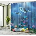 thumbnail image 4 of Ambesonne Undersea Shower Curtain, Dolphins and Plants Scene, 69"Wx75"L, Dark Sky Blue and Pale Blue, 4 of 4