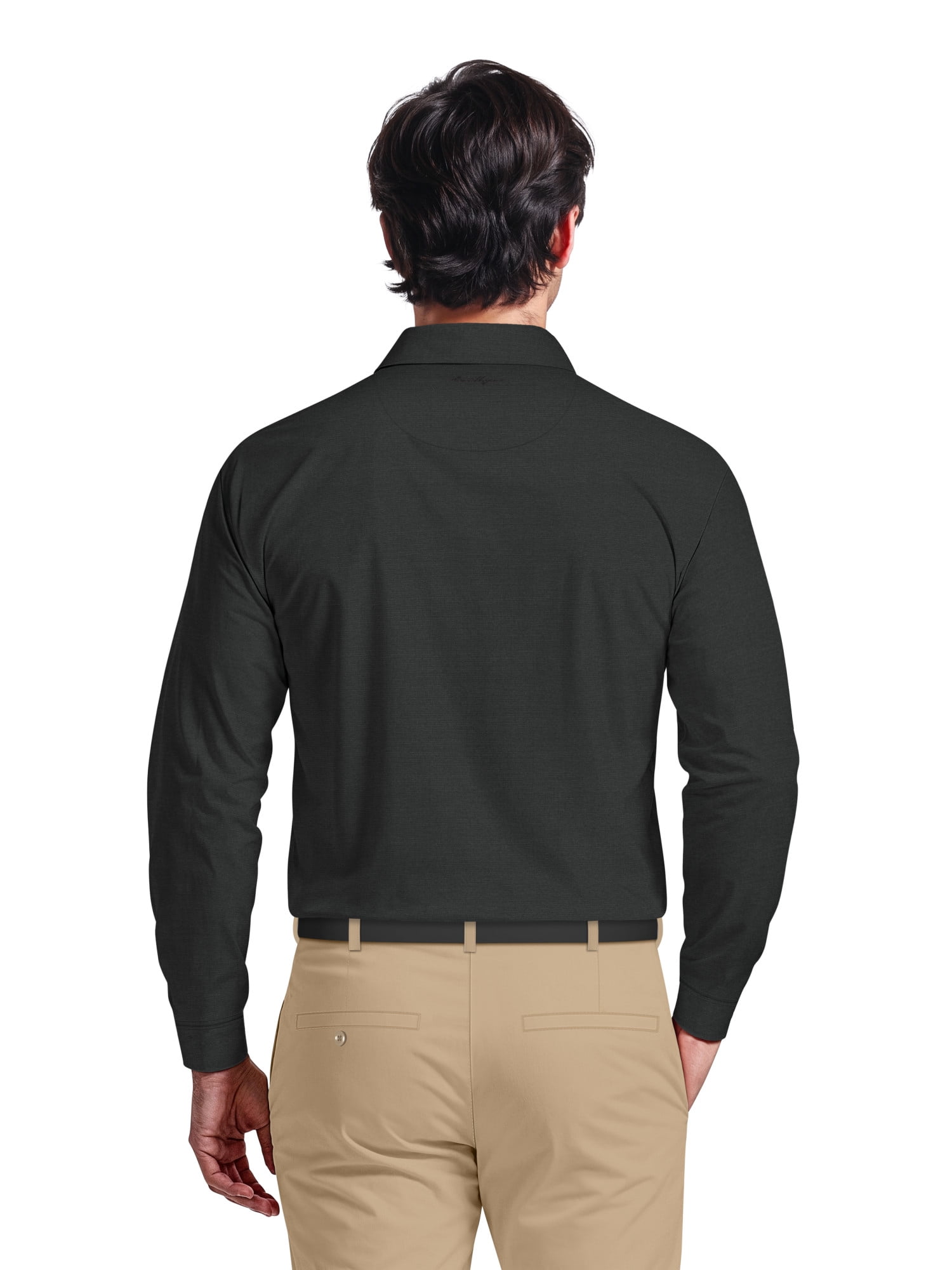 Ben Hogan Men's & Big Men's Performance Long Sleeve Heather Stripe Polo – Moisture Wicking, Easy Care, S-5XL