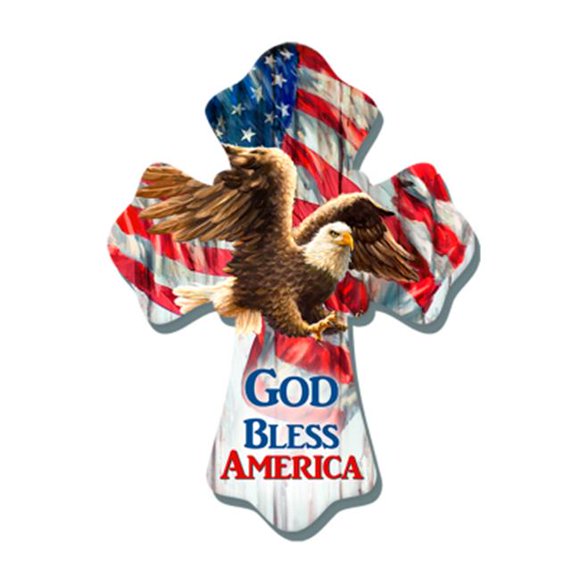 Glow Decor 137513 6 x 8 in. Eagle & God Bless America Wall Cross