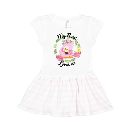 

Inktastic Baby Flamingo My Noni Loves Me with Flower Wreath Gift Toddler Girl Dress