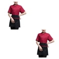 thumbnail image 3 of Wosthever Chef Coat Poliéster Manga Corta Delantal de Cocina con Bolsillos Delanteros Traje Catering Camisas para Hombres para Coffee Bar Blanco Type2 NO2, 3 of 6