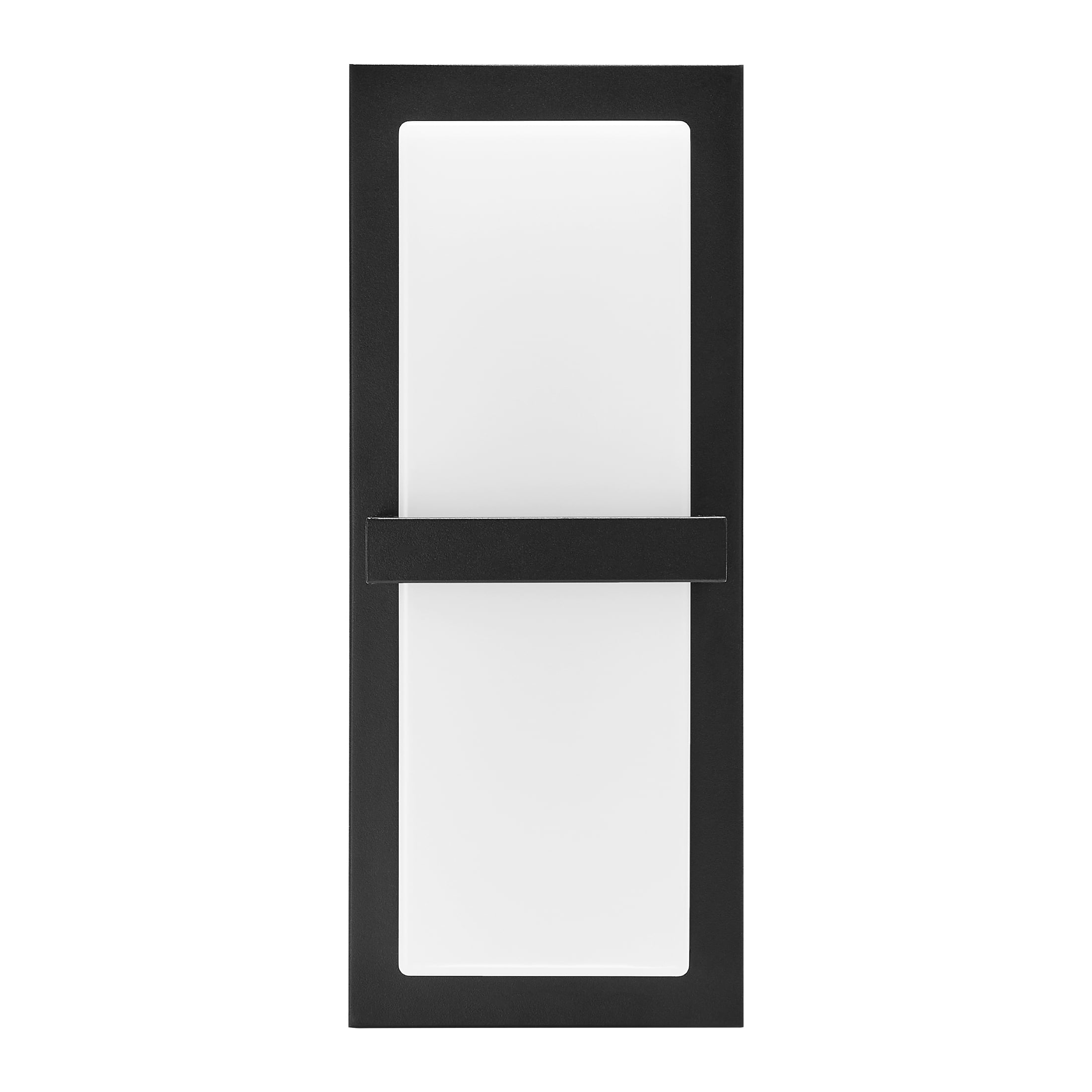 Maxxima LED Outdoor Wall Light, Black w/ Horizontal Bar & Frosted Lens, Modern Porch Light, 1000 Lumens, 5 CCT 2700K-5000K