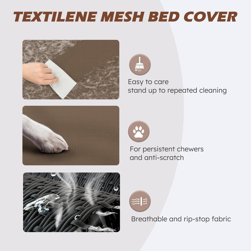 Elevated Dog Bed with Chew Proof Washable Breathable Mesh and Metal Frame, Portable No-Slip Feet for Outdoor or Indoor Use