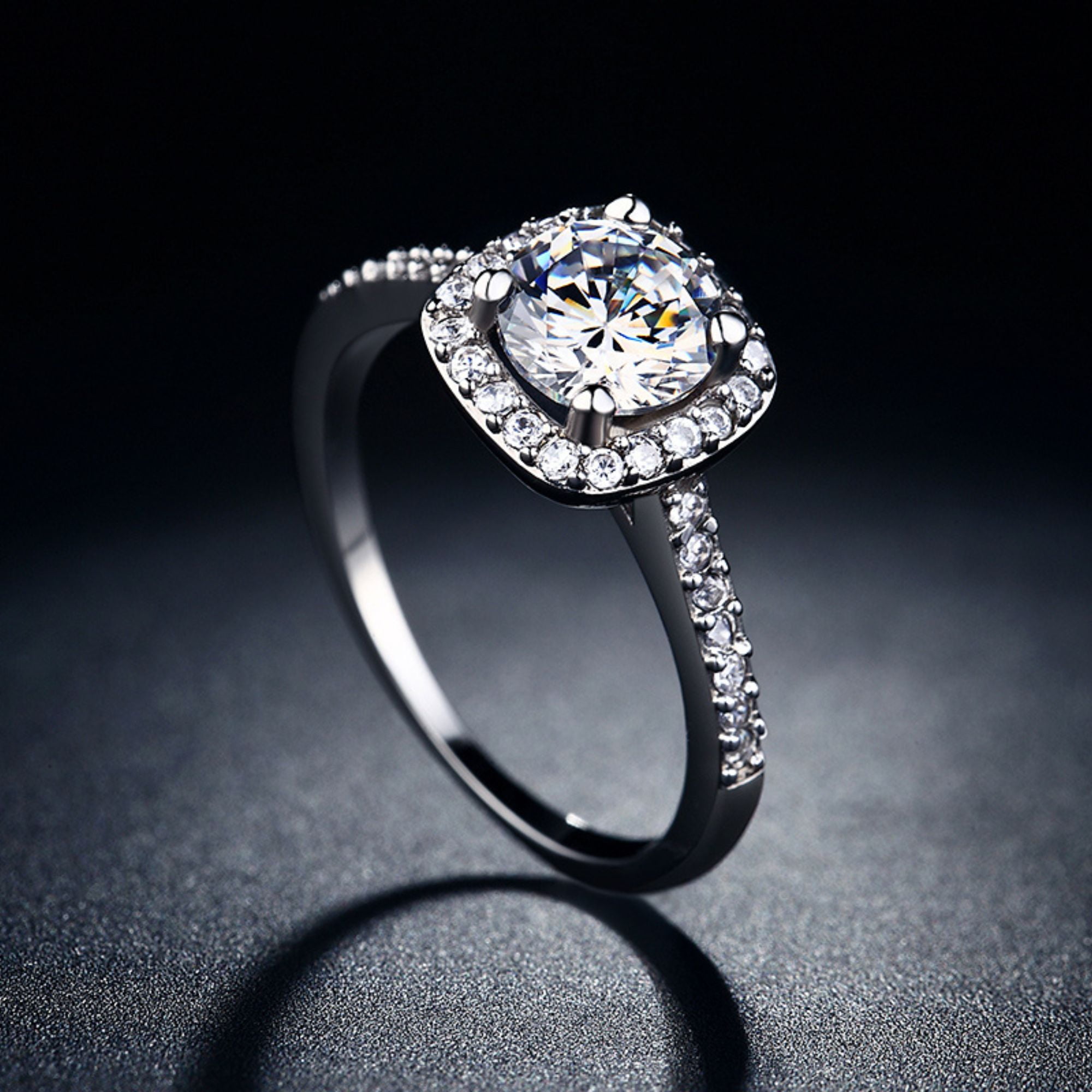 Renee Halo Engagement Ring Cz Women Gold Plated Ginger Lyne Collection