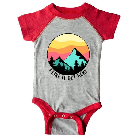 

Inktastic I Like it Out Here Mountains at Sunset Gift Baby Boy or Baby Girl Bodysuit