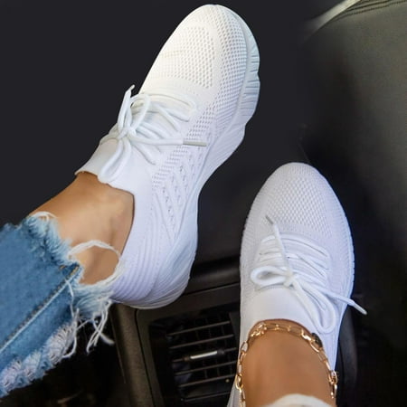 Xysaqa Black Flats for Women  Womens Golf Shoes Summer Plus Size Fashion Casual Mesh Breathable Women s Sports Shoes White Shoes for Women Savings!