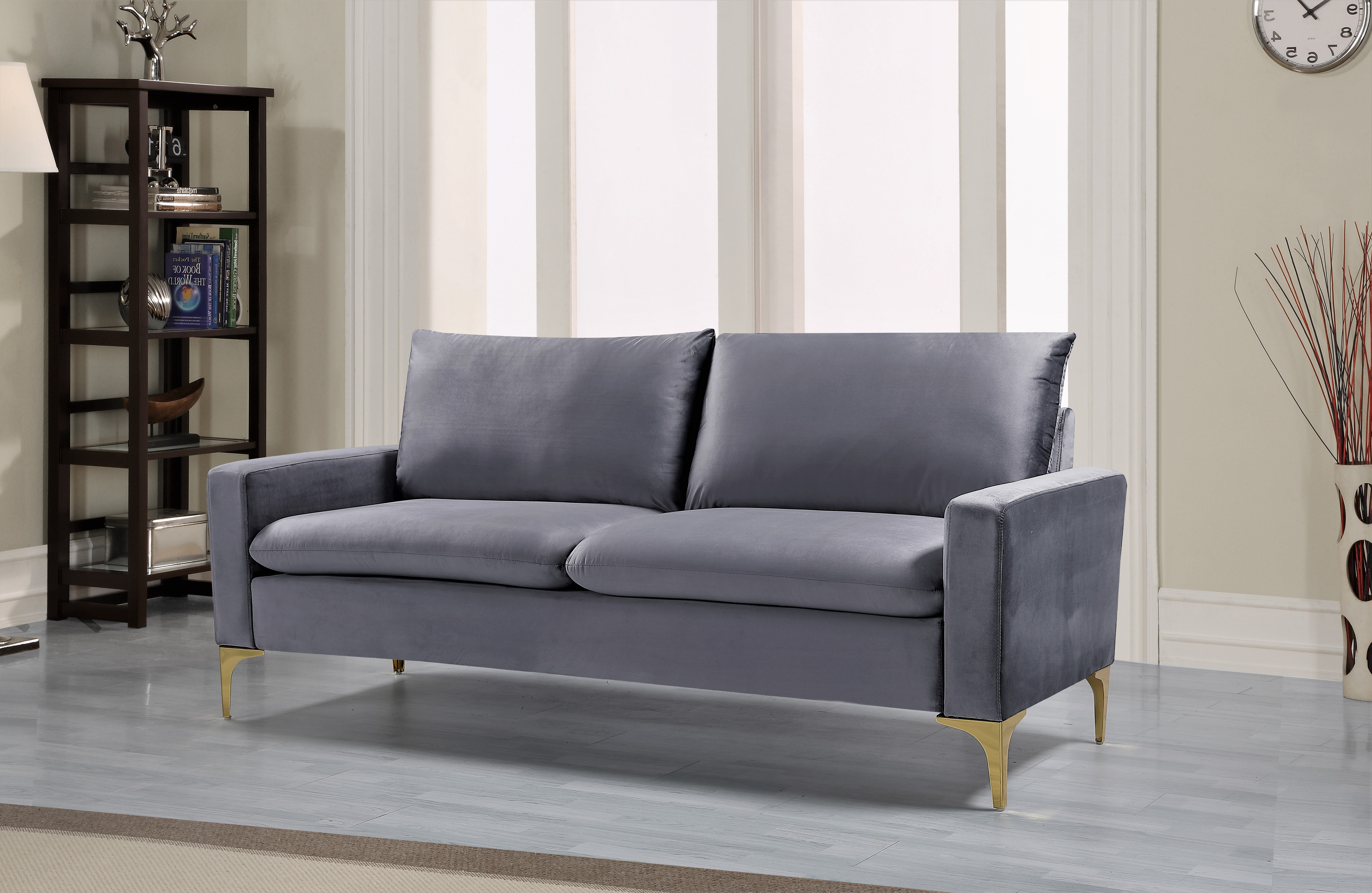 Uspridefurniture Mid-Century Buchholz 2Pcs Velvet Living Room Set,Gray