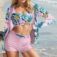 thumbnail image 4 of Xqxayjr Women's 3 Piece Rash Guard Long Sleeve Swimsuits Zip Up UPF 50+ Built in Bra Swim Shirts with Boyshorts Quick Dry Traje De Para Mujer, 4 of 6