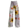 thumbnail image 4 of Flmaly jeans for women stretch denim Wide Leg Pants Woman High Waist Floral Patterned Pants Lightweight Loose Fit Casual Colorful Trouser Imitation Jeans Stretchy Wide Leg Straight, 4 of 4