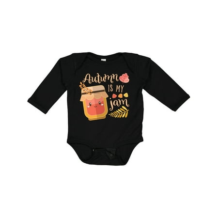 

Inktastic Autumn is My Jam with Cute Jar and Fall Leaves Gift Baby Boy or Baby Girl Long Sleeve Bodysuit